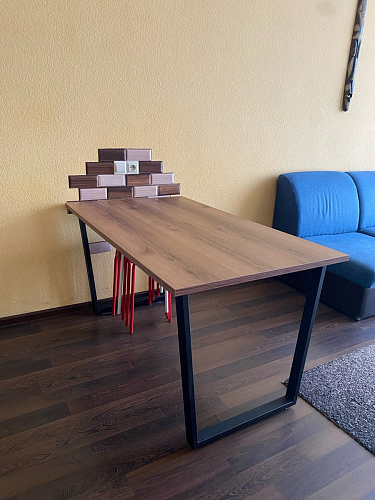 Деревянный стол Лота Лофт 140х80 черный матовый / бетон светлый фото покупателя 123