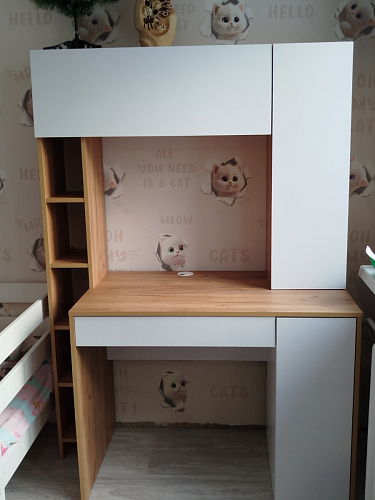 Письменный стол Комфорт 12.71 дуб золотой craft / белая аляска  - Уцененный экземпляр фото покупателя 122