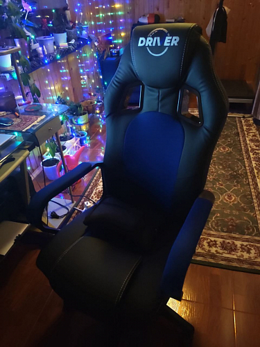 Компьютерное кресло Driver/Драйвер кожзам черный / ткань черный фото покупателя 140