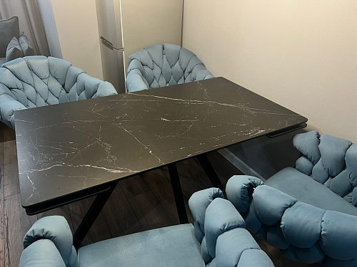 Керамический стол Вилли 140(200)х80х75 черный мрамор shakespeare black / черный фото покупателя 1