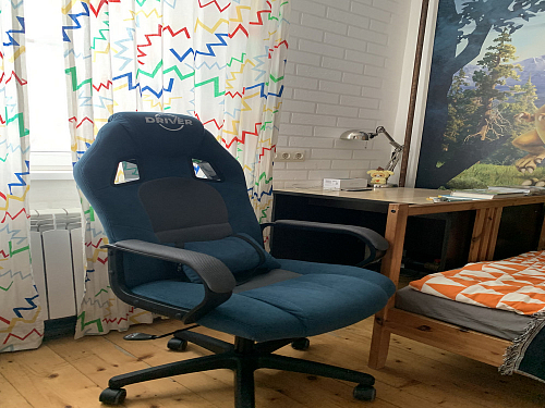 Компьютерное кресло Driver/Драйвер кожзам черный / ткань синий фото покупателя 101