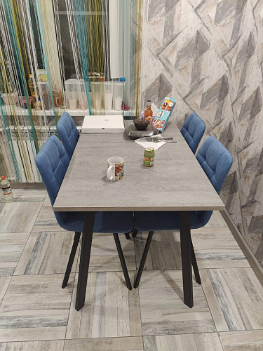 Деревянный стол Колон Лофт 120(160) х 75 черный матовый / бетон фото покупателя 4