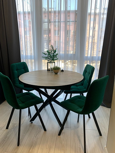 Стул на металлокаркасе Чилли черный / зеленый фото покупателя 1494