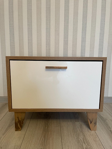 Прикроватная тумба Эго Т-5 на ножках бетон светлый / белый глянец фото покупателя 3