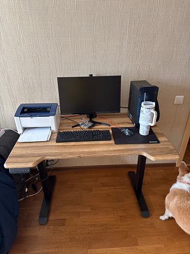 Компьютерный стол Маркос с механизмом подъема 120х75х75 черный / кантри орех фото покупателя 31