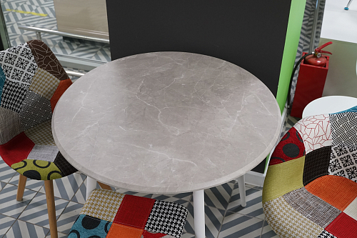 Деревянный стол Абилин 90х76 мрамор белый / черный матовый из шоурума 3