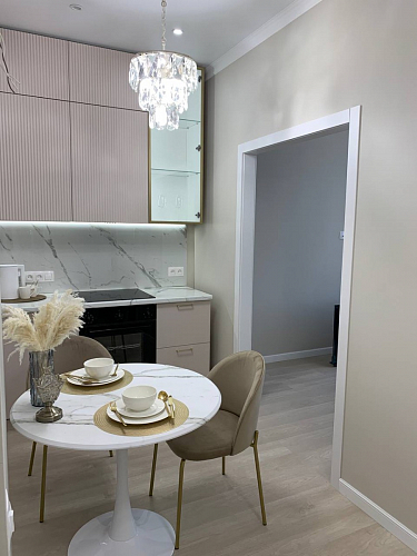 Стол Тулип 80х73 мрамор черный / белый фото покупателя 74