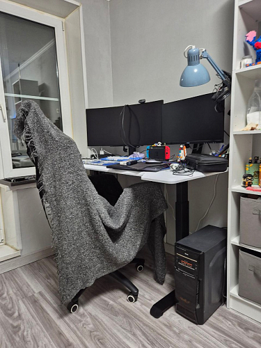 Компьютерный стол Маркос с механизмом подъема 120х75х75 орех кантри / белый фото покупателя 39