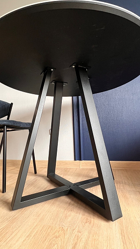 Стеклянный стол Норфолк d100 белый мрамор / черный фото покупателя 12