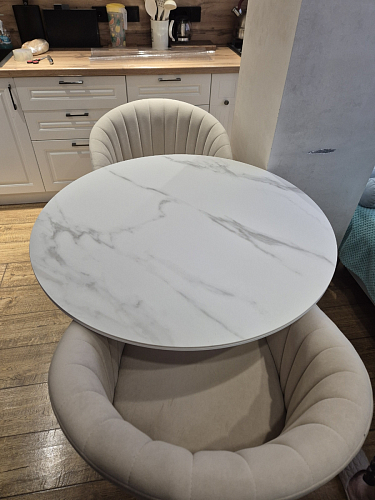 Стол Тулип 80х73 мрамор черный / белый фото покупателя 65