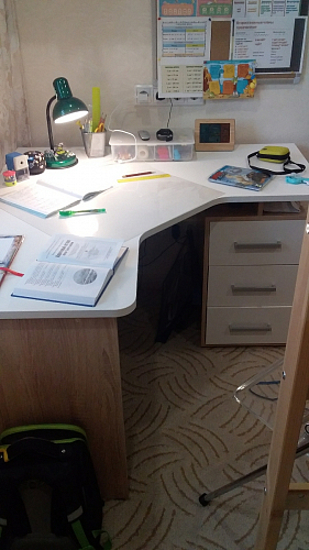 Компьютерный стол Лайт-2 120 см угловой дуб сонома / белый фото покупателя 3