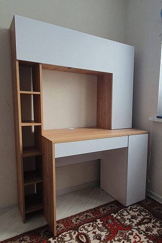 Письменный стол Комфорт 12.71 дуб золотой craft / белая аляска фото покупателя 88