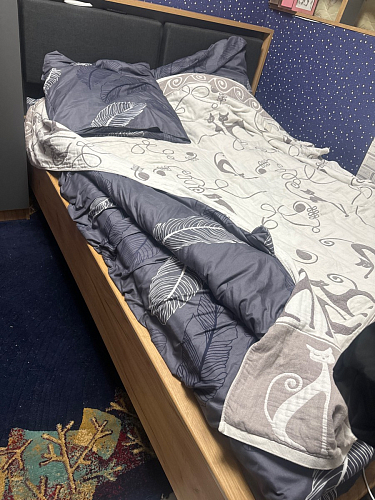 Двуспальная кровать Клауд 160х200 парящая дуб крафт золотой / антрацит фото покупателя 360