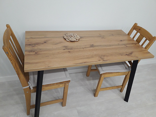 Стол Тринити Лофт 120 32 мм дуб галифакс табако / черный матовый фото покупателя 264