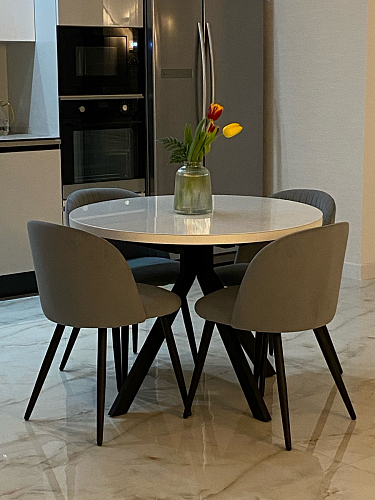 Стул на металлокаркасе Gabi 1 light blue / black / gold фото покупателя 496