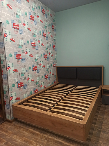 Двуспальная кровать Клауд 160х200 парящая дуб крафт золотой / антрацит фото покупателя 225