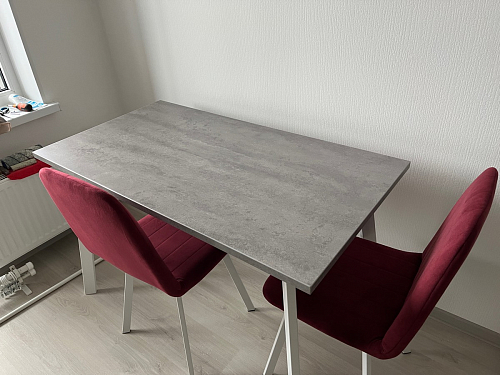 Стол Тринити Лофт 120 32 мм бетон / черный матовый фото покупателя 63