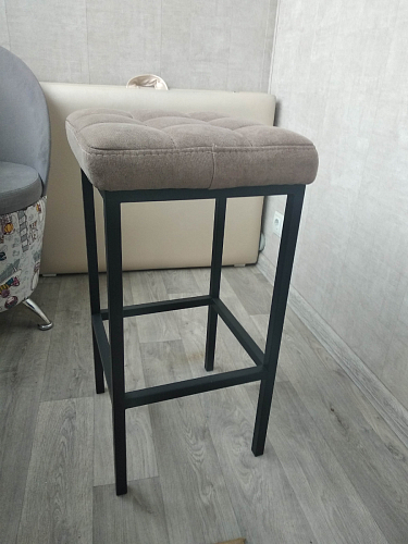 Барный стул Лофт ткань канди крем / черный матовый фото покупателя 57