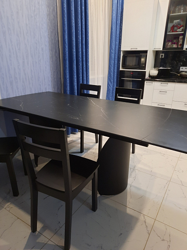 Керамический стол Готланд 160(220)х90х79 белый мрамор / черный фото покупателя 12