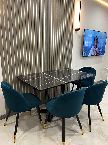 Стул на металлокаркасе Gabi 1 light blue / black / gold фото покупателя 316