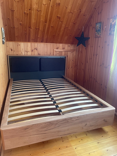 Двуспальная кровать Клауд 160х200 парящая дуб крафт золотой / антрацит фото покупателя 189