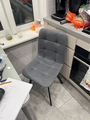 Стул на металлокаркасе Чилли К темно-серый (velutto 32) / черный фото покупателя 63