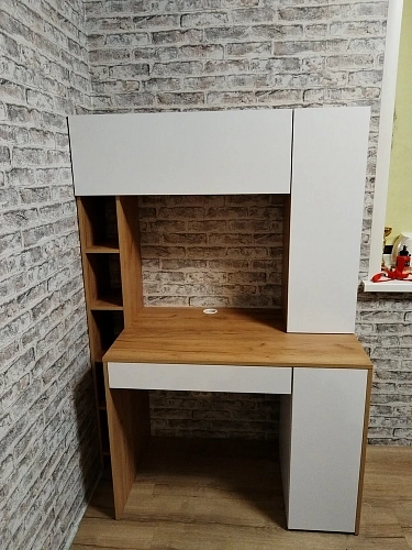 Письменный стол Комфорт 12.71 дуб золотой craft / белая аляска фото покупателя 33