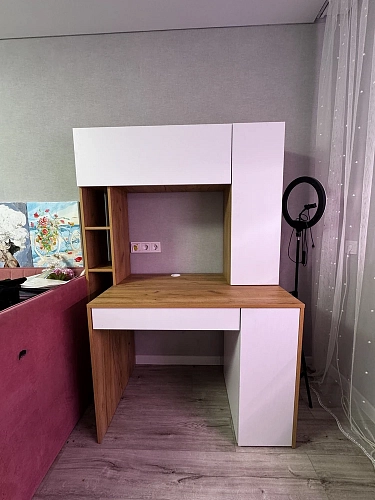 Письменный стол Комфорт 12.71 дуб золотой craft / белая аляска фото покупателя 51