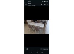 Стеклянный стол Хасселвуд 160(220)х90х77 белый мрамор / черный фото покупателя 7