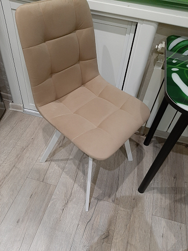 Стул на металлокаркасе Чилли синяя ткань / белый фото покупателя 781