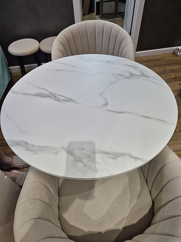 Стол Тулип 90х73 белый мрамор / золото фото покупателя 62