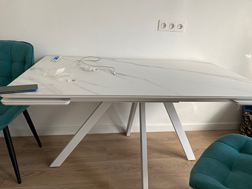 Керамический стол Вилли 140(200)х80 белый мрамор snow white / черный фото покупателя 65