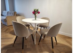 Стул на металлокаркасе Gabi 1 бежевый / черный с серебряными наконечниками фото покупателя 462