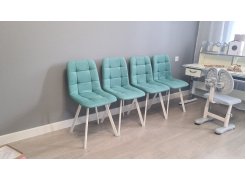 Стул на металлокаркасе Чилли синяя ткань / белый фото покупателя 571