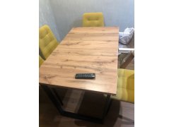 Деревянный стол Лота Лофт 120(160)х75 черный матовый / бетон светлый фото покупателя 65