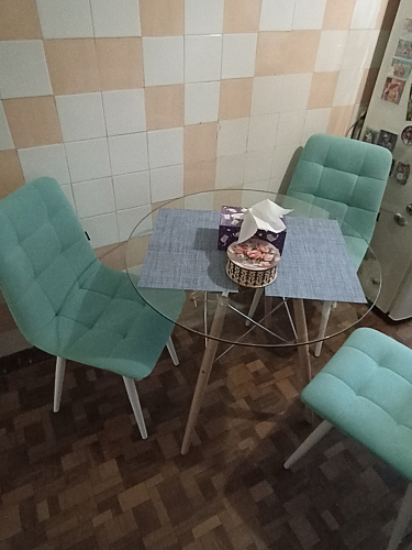 Стеклянный стол PT-151 80х80х76 clear glass / wood фото покупателя 3