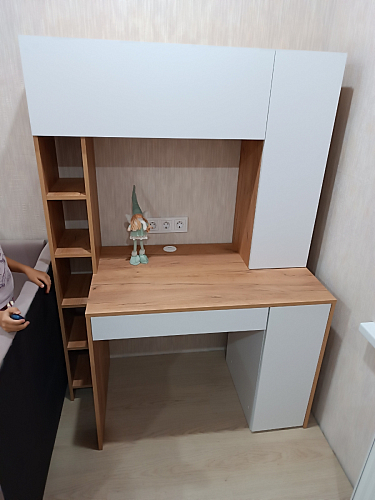 Письменный стол Комфорт 12.71 дуб золотой craft / белая аляска  - Уцененный экземпляр фото покупателя 68