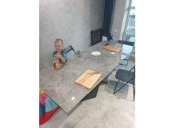 Стеклянный стол Хасселвуд 160(220)х90х77 белый мрамор / черный фото покупателя 16