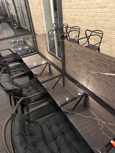 Стеклянный стол Денхольм 240(290)х100х75 обсидиан / черный фото покупателя 3