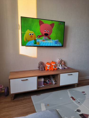 ТВ-тумба Эго Т-3 на ножках бетон светлый / белый глянец фото покупателя 32