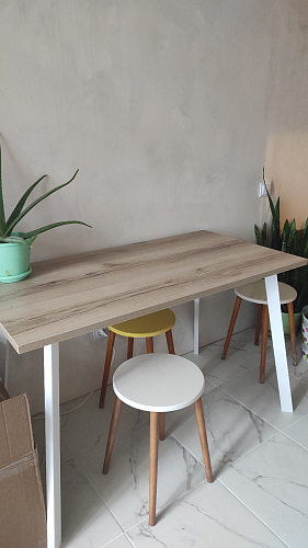 Стеклянный стол Фостер 120(160)х120х76 серый мрамор / черный фото покупателя 21