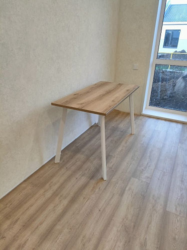 Стеклянный стол Фостер 120(160)х120х76 серый мрамор / черный фото покупателя 12