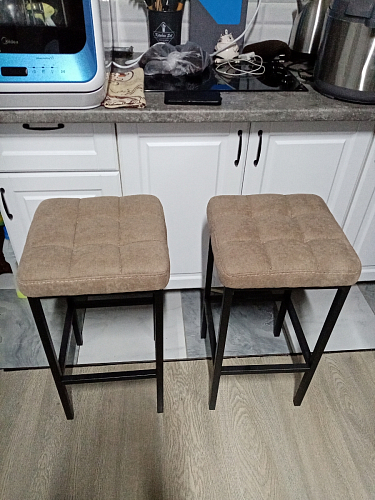 Барный стул Лофт ткань канди крем / черный матовый фото покупателя 66