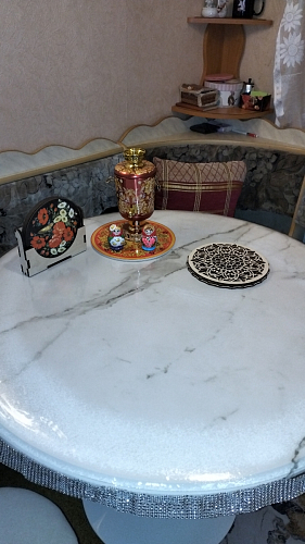 Стол Тулип 80х73 мрамор черный / белый фото покупателя 119