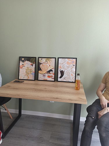 Стеклянный стол Фостер 120(160)х120х76 белый мрамор / черный фото покупателя 33