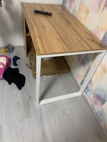 Письменный стол Битти Лофт 116х60х75 дуб вотан / белый матовый фото покупателя 31