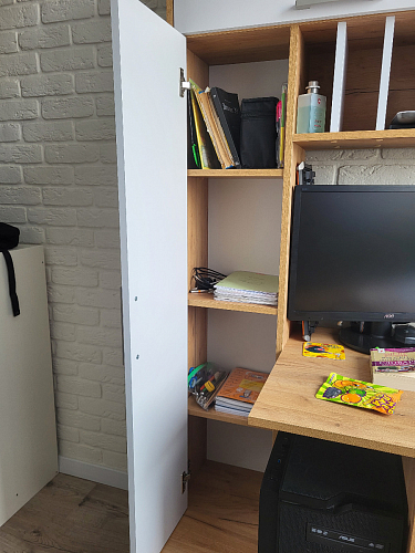 Письменный стол Лайт 03.243 дуб золотой (craft) / белый премиум фото покупателя 53