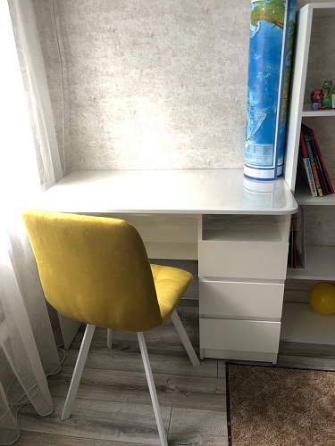 Стул на металлокаркасе Чилли синяя ткань / белый фото покупателя 349