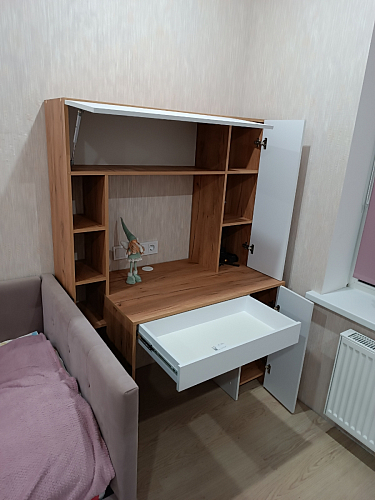 Письменный стол Комфорт 12.71 дуб золотой craft / белая аляска фото покупателя 70