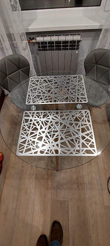 Стеклянный стол PT-151 80х80х76 clear glass / wood фото покупателя 12